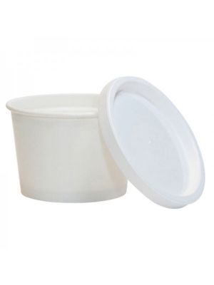 4 oz Paper Ice Cream Cup White Flat Lid, 1000/cs