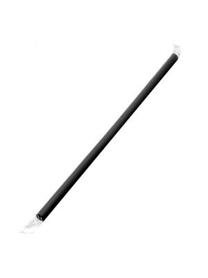 Karat 9'' Giant Straws (8mm) Poly Wrapped - Black - 2,000 ct