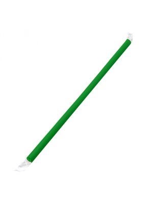 Karat 9'' Giant Straws (8mm) Poly Wrapped - Green - 2,500 ct