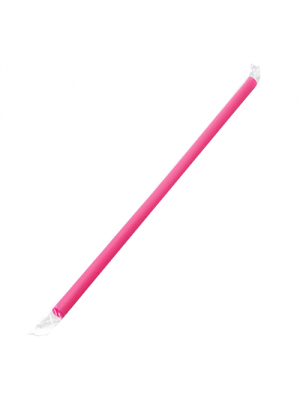 Karat 9'' Giant Straws (8mm) Poly Wrapped - Pink - 2,500 ct