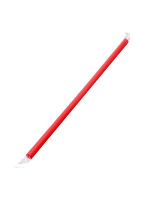 Karat 9'' Giant Straws (8mm) Poly Wrapped - Red - 2,500 ct